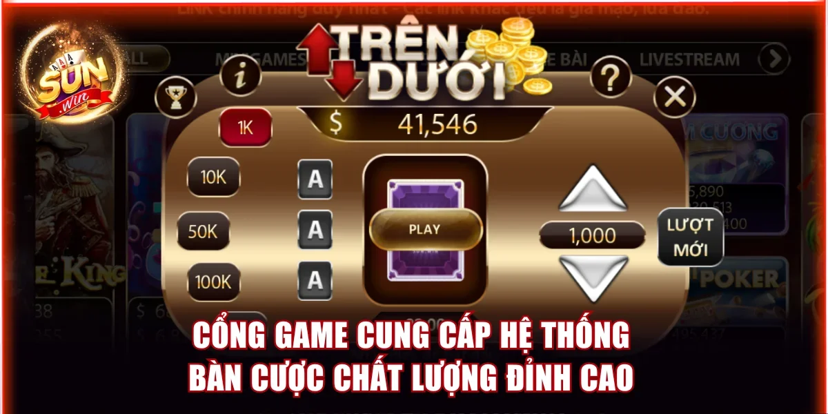 Cổng game cung cấp hệ thống bàn cược chất lượng đỉnh cao